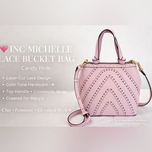 INC International Concepts Candy Pink Lace Bucket Bag 💖💖